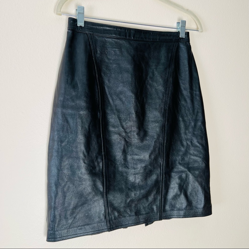 Vintage Sarah Taylor genuine 100% leather stylish mini skirt - Picture 6 of 8